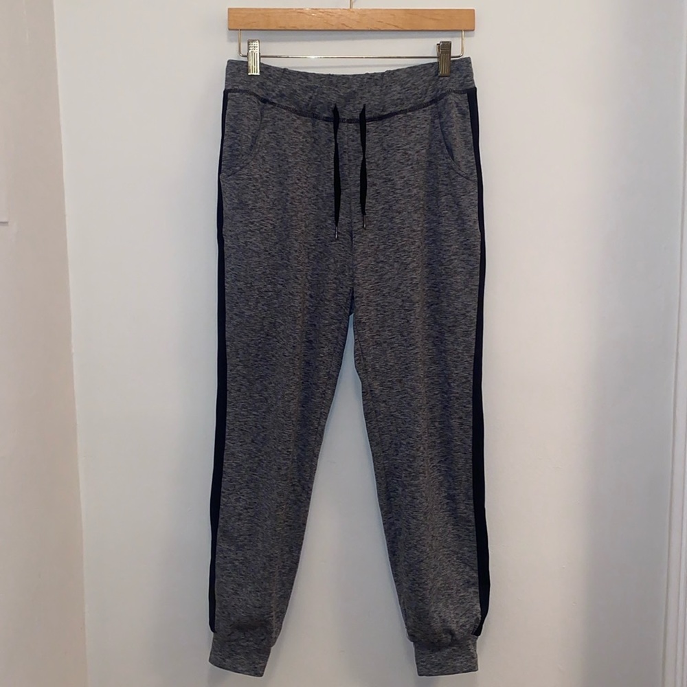 PRISMSPORT Charcoal Grey and Black Striped Joggers